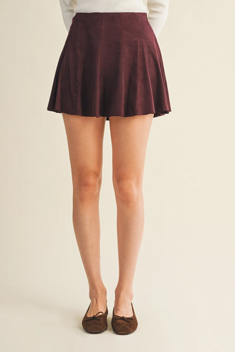 High-Waist Paneled Flare Mini Skirt
