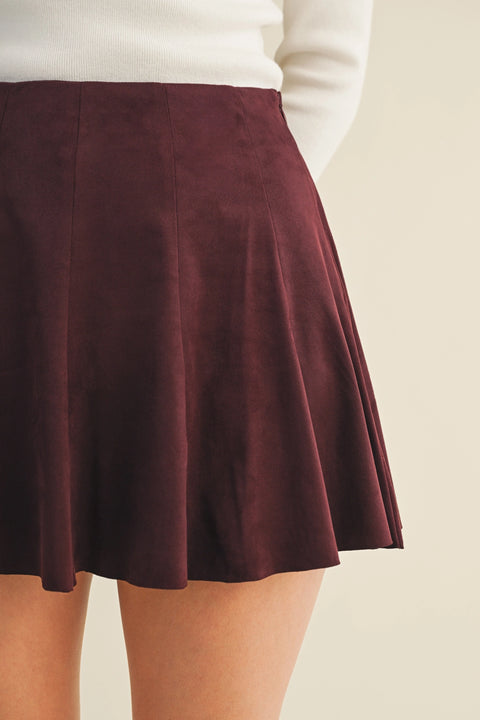 High-Waist Paneled Flare Mini Skirt
