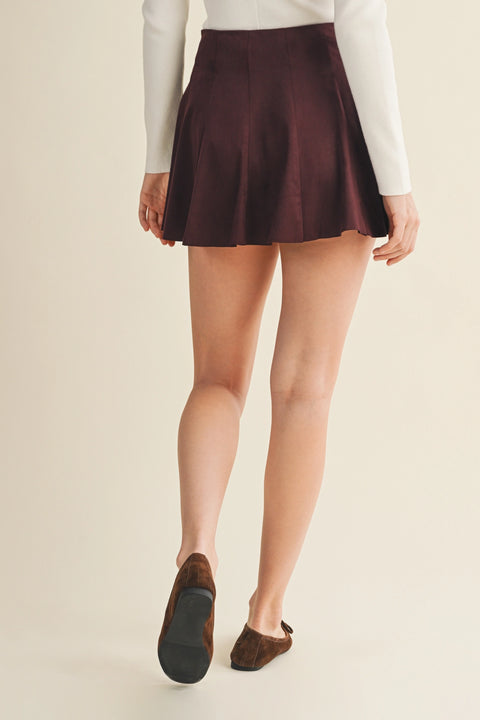 High-Waist Paneled Flare Mini Skirt