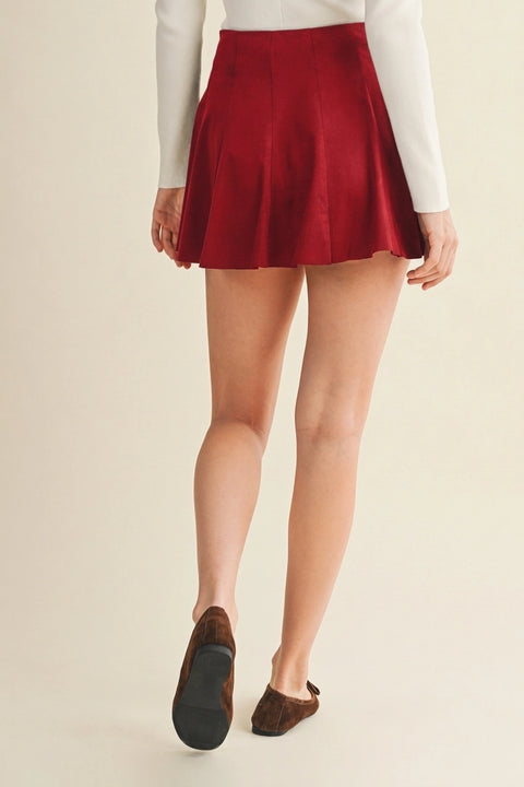 High-Waist Paneled Flare Mini Skirt