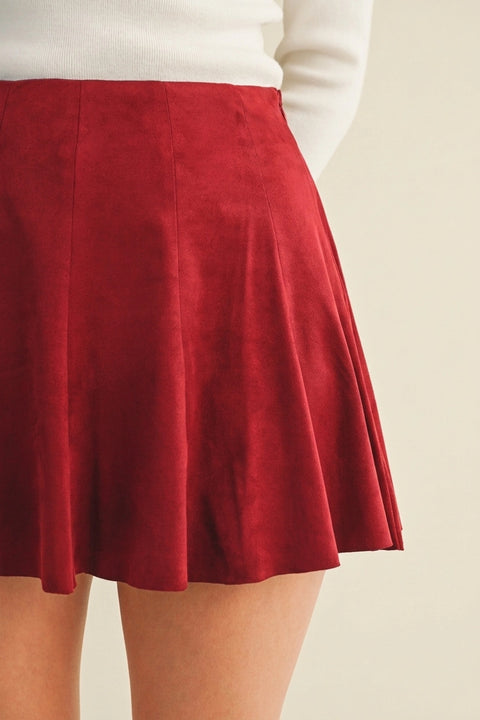 High-Waist Paneled Flare Mini Skirt