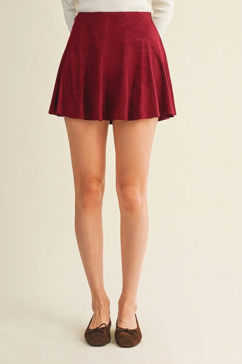 High-Waist Paneled Flare Mini Skirt