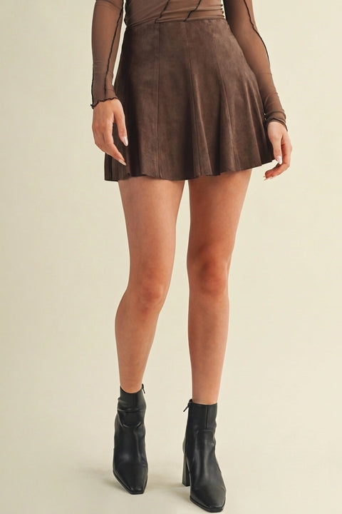 High-Waist Paneled Flare Mini Skirt