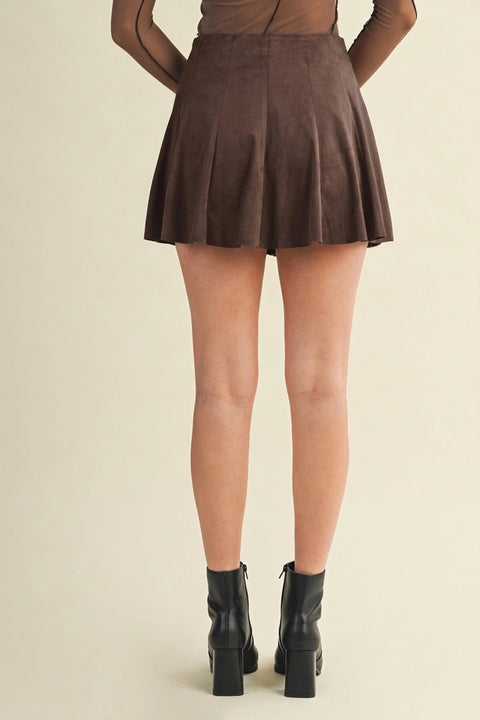 High-Waist Paneled Flare Mini Skirt