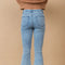 High Waist Scallop Flare W/ Rhinestone Trim Jeans-Jeans-Blue B-S-MED WASH-Urbanheer