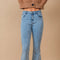 High Waist Scallop Flare W/ Rhinestone Trim Jeans-Jeans-Blue B-S-MED WASH-Urbanheer