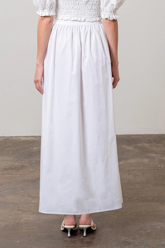 High Waist Solid Midi Skirt-Skirts-Moon River-XS-WHITE-Urbanheer
