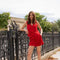 High Waist Velvet Shorts Red-Shorts-Attentif Paris-S-Red-Urbanheer