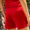 High Waist Velvet Shorts Red-Shorts-Attentif Paris-S-Red-Urbanheer