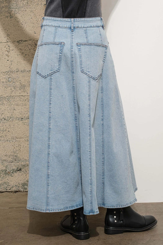 High Waist Vintage Full Long Skirt-Skirt-Blue B-S-LIGHT WASH-Urbanheer