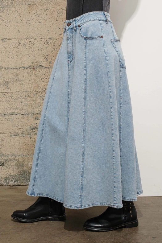 High Waist Vintage Full Long Skirt-Skirt-Blue B-S-LIGHT WASH-Urbanheer