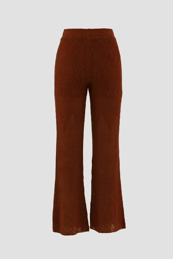 High Waist Wide Leg Crochet Knit Pants-Pants-Moon River-XS-RUST-Urbanheer