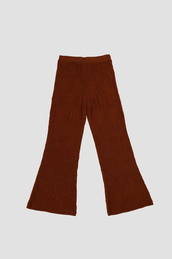 High Waist Wide Leg Crochet Knit Pants-Pants-Moon River-XS-RUST-Urbanheer