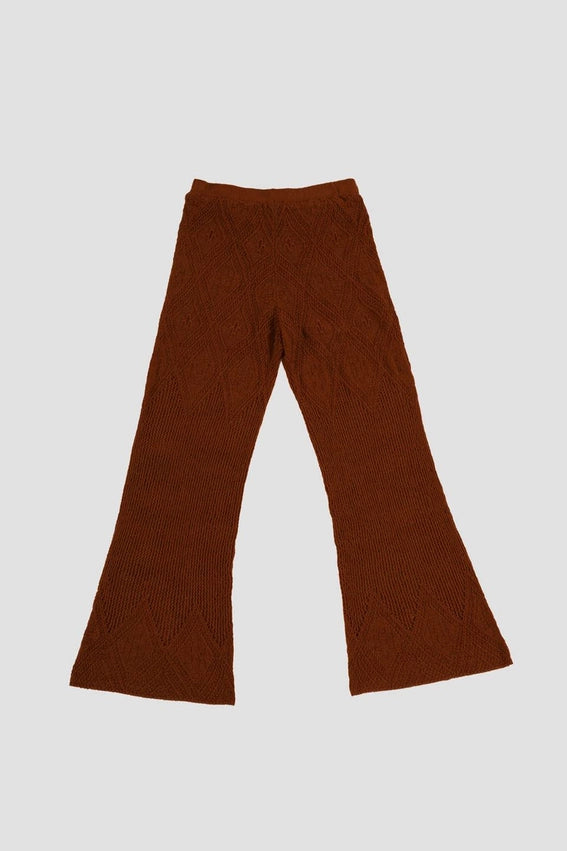 High Waist Wide Leg Crochet Knit Pants-Pants-Moon River-XS-RUST-Urbanheer
