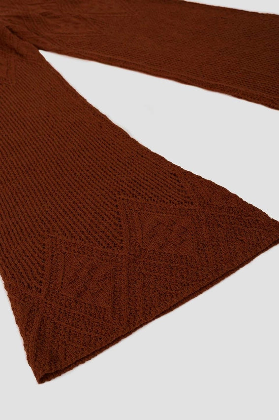 High Waist Wide Leg Crochet Knit Pants-Pants-Moon River-XS-RUST-Urbanheer