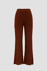High Waist Wide Leg Crochet Knit Pants-Pants-Moon River-XS-RUST-Urbanheer