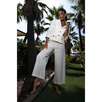 High-Waisted Cotton-Blend Culotte Trousers