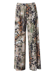 High-Waisted Flowy Printed Trousers