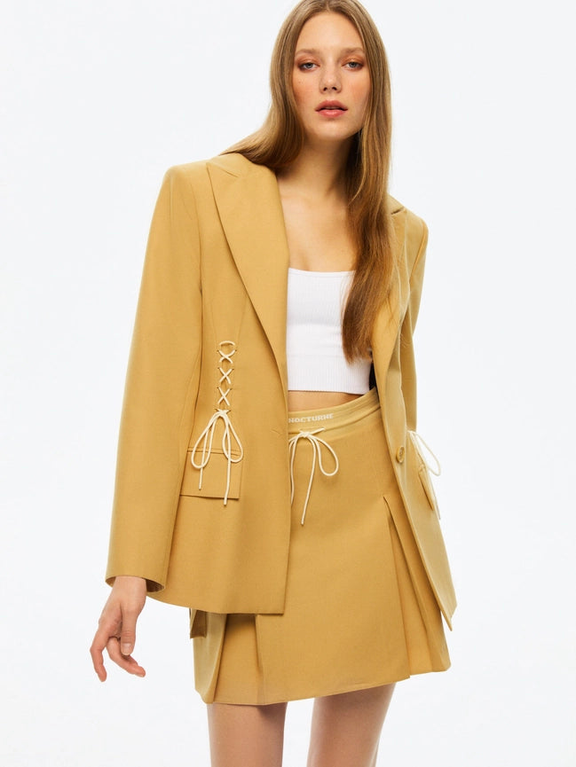 High-Waisted Ribbed Mini Skirt-Skirt-NOCTURNE-XS-Camel-Urbanheer