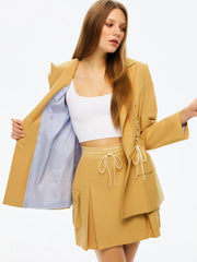 High-Waisted Ribbed Mini Skirt-Skirt-NOCTURNE-XS-Camel-Urbanheer