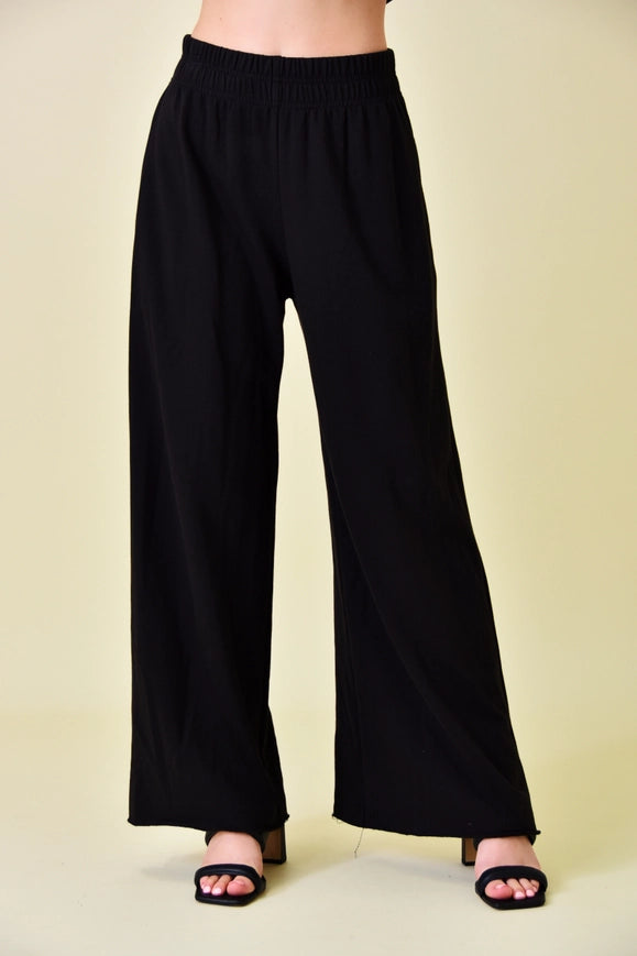 High Waisted Wide Leg Relaxed Fit Lounge Pants Black-Pants-Fore Collection-S-Urbanheer