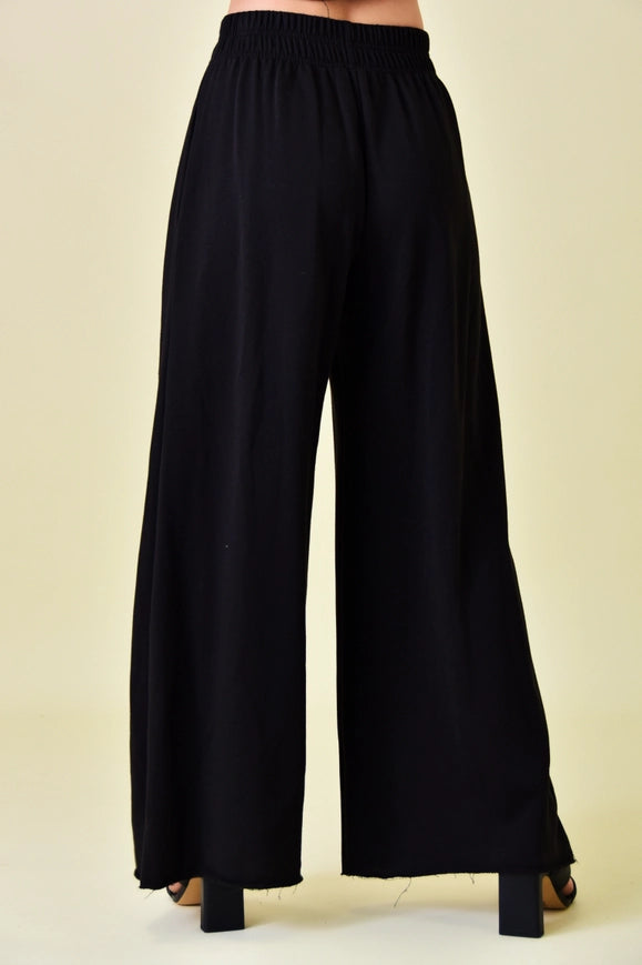 High Waisted Wide Leg Relaxed Fit Lounge Pants Black-Pants-Fore Collection-S-Urbanheer
