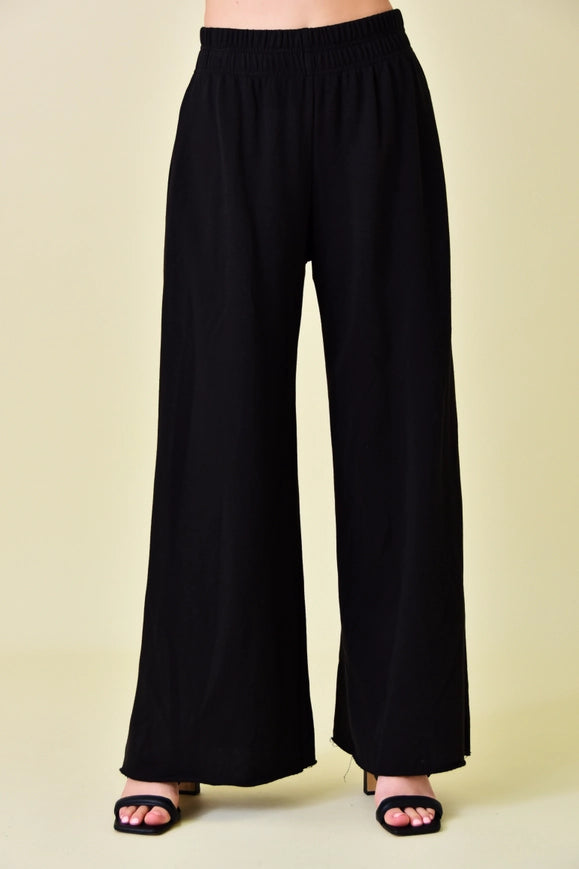 High Waisted Wide Leg Relaxed Fit Lounge Pants Black-Pants-Fore Collection-S-Urbanheer