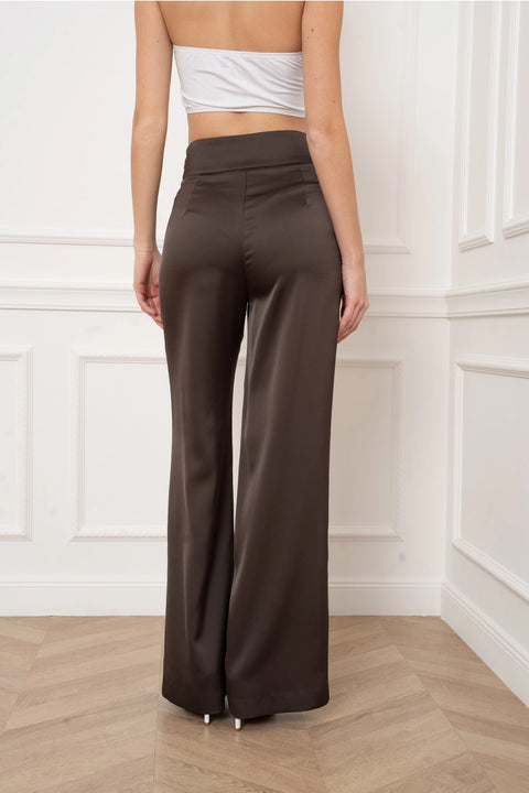 High-Waisted Wide Satin Pants