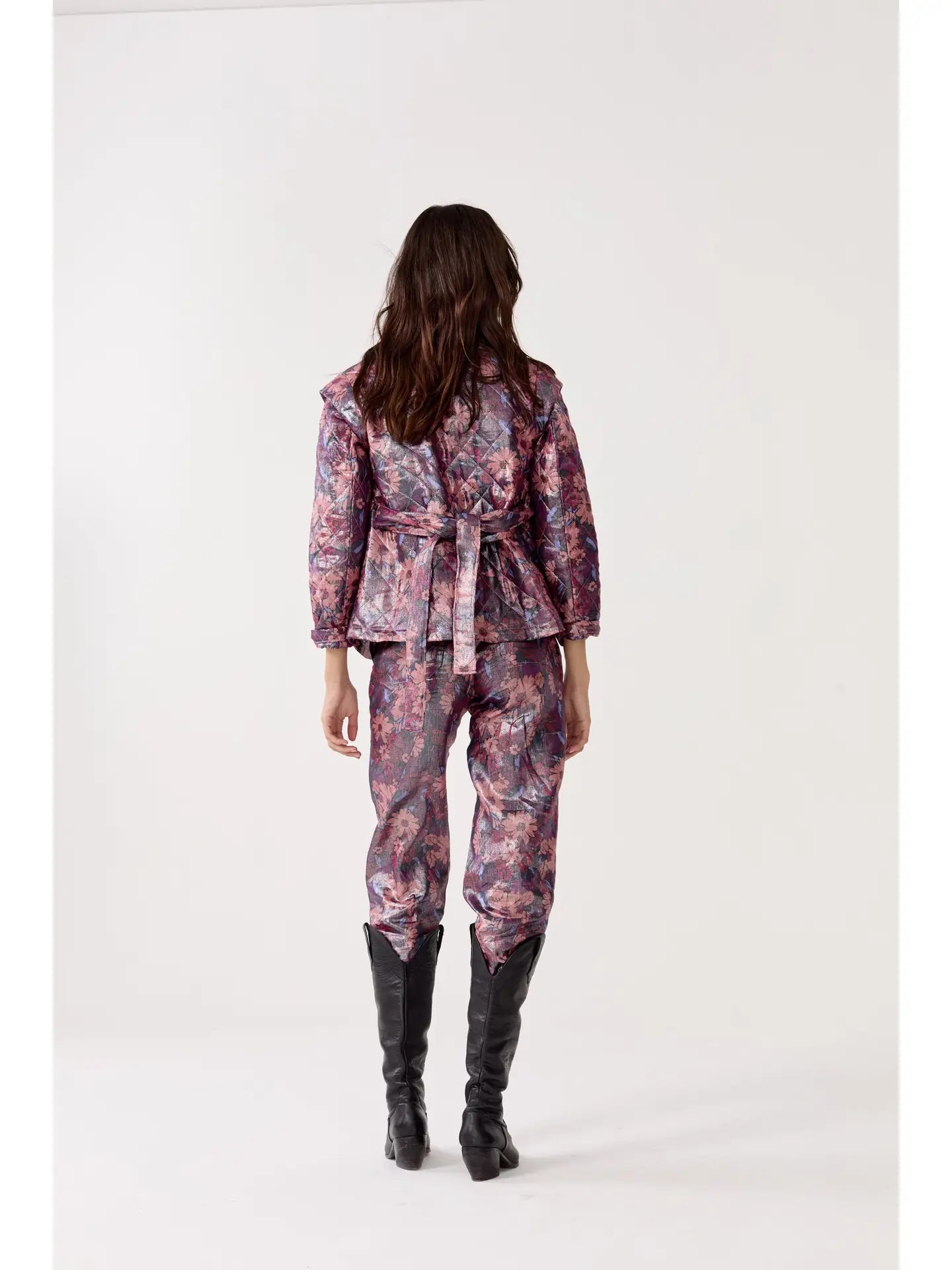 Highland Metallic Linen Quilted Jacket - Gerbera Print