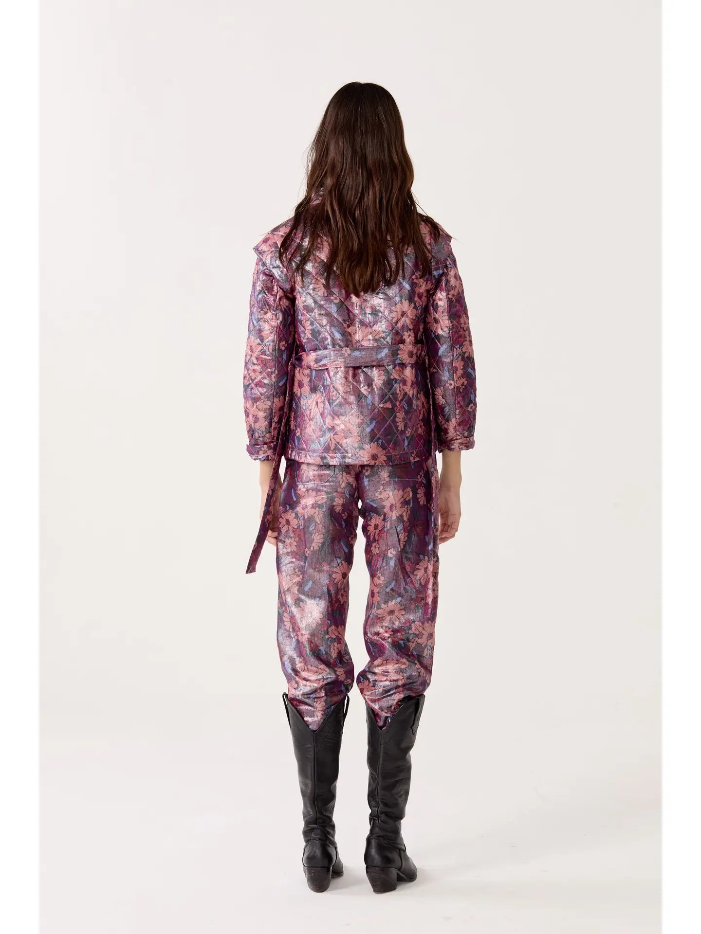 Highland Metallic Linen Quilted Jacket - Gerbera Print