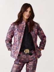 Highland Metallic Linen Quilted Jacket - Gerbera Print