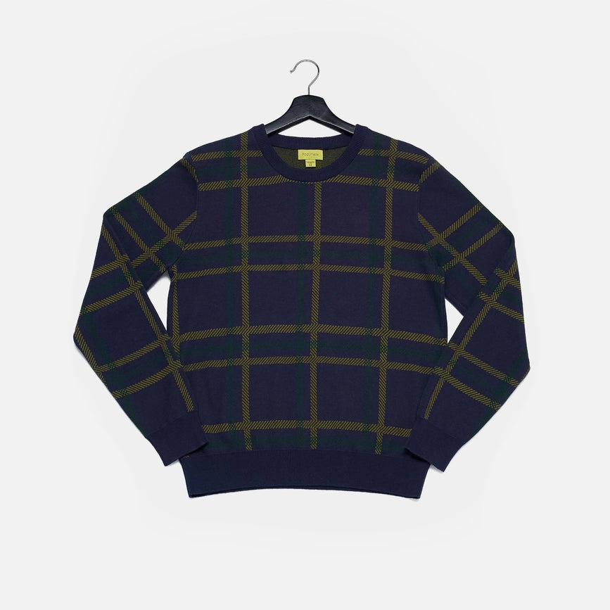 Highland Plaid Pattern Long Sleeve Jacquard Jumper Purple-Jumper-Poplin and Co.-S-Urbanheer
