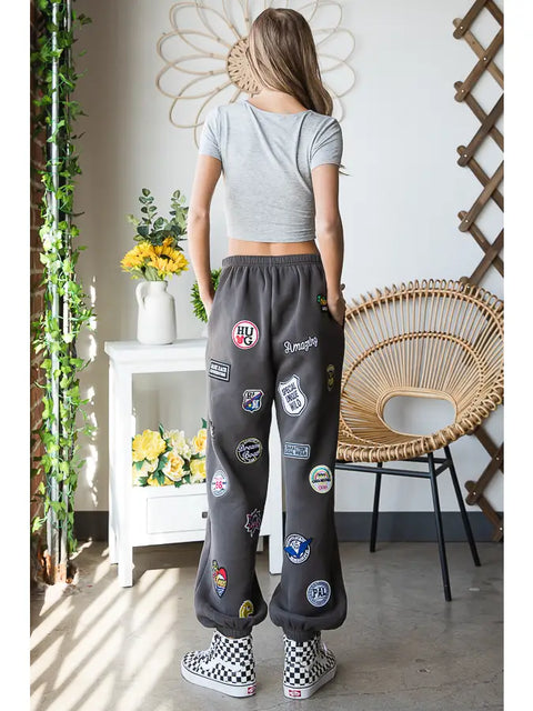 Hight Waist Multi Patches Jogger Pants CHARCOAL-Pants-JADE BY JANE-S-CHARCOAL-Urbanheer