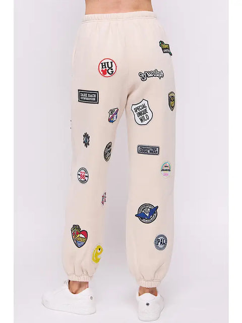 Hight Waist Multi Patches Jogger Pants CREAM-Pants-JADE BY JANE-S-CREAM-Urbanheer