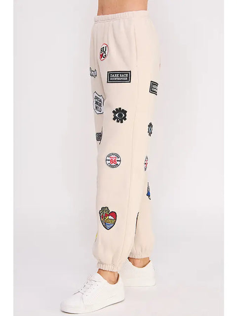 Hight Waist Multi Patches Jogger Pants CREAM-Pants-JADE BY JANE-S-CREAM-Urbanheer