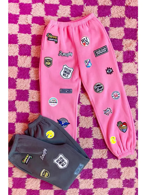 Hight Waist Multi Patches Jogger Pants PINK-Pants-JADE BY JANE-S-PINK-Urbanheer