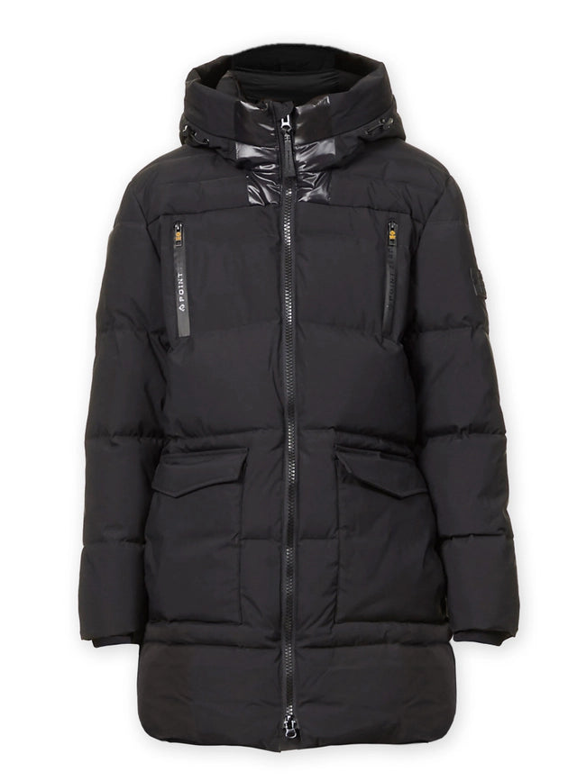 Hodded Long Puffer Jacket-Puffer Jacket-Point Zero-S-Black-Urbanheer