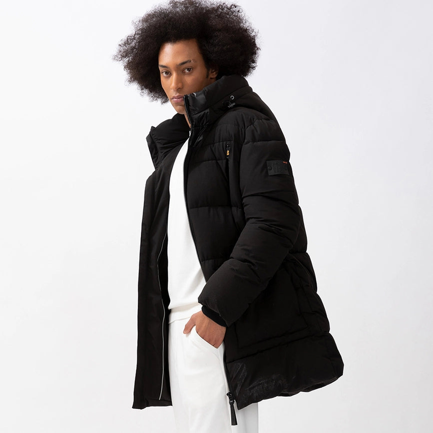 Hodded Long Puffer Jacket-Puffer Jacket-Point Zero-S-Black-Urbanheer
