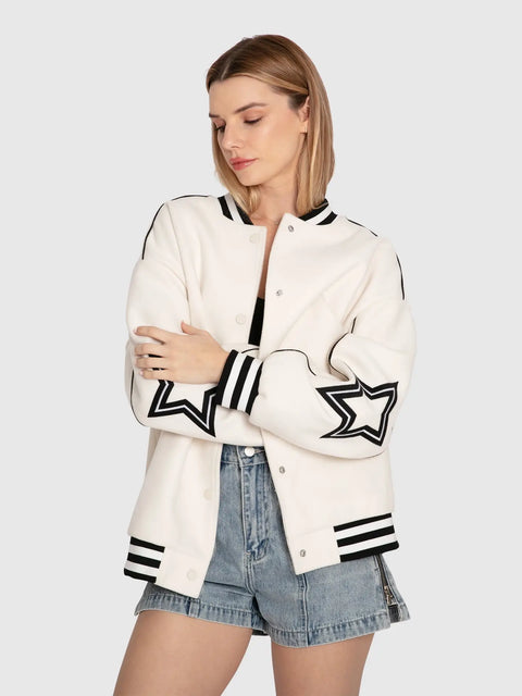 Hold Me Close Letterman Bomber - Off-white
