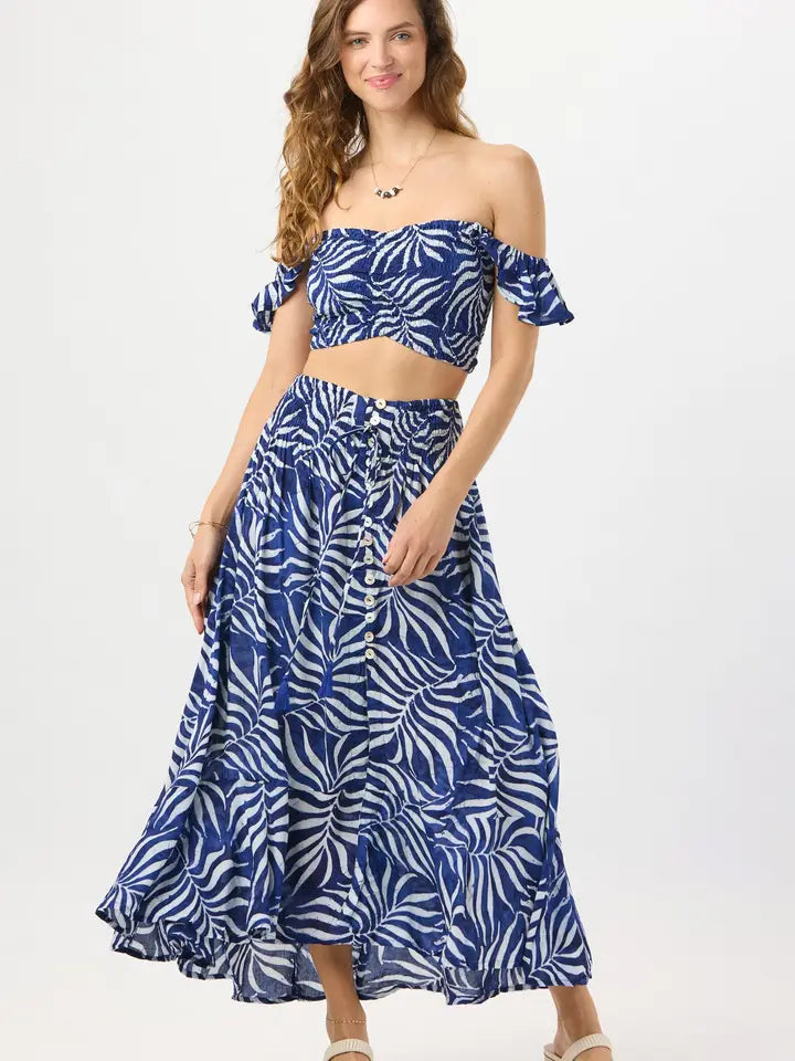 Hollie Crop Top Batik Swaying Palms Navy-Crop Tops-Tiare Hawaii-One Size-Batik Swaying Palms Navy-Urbanheer