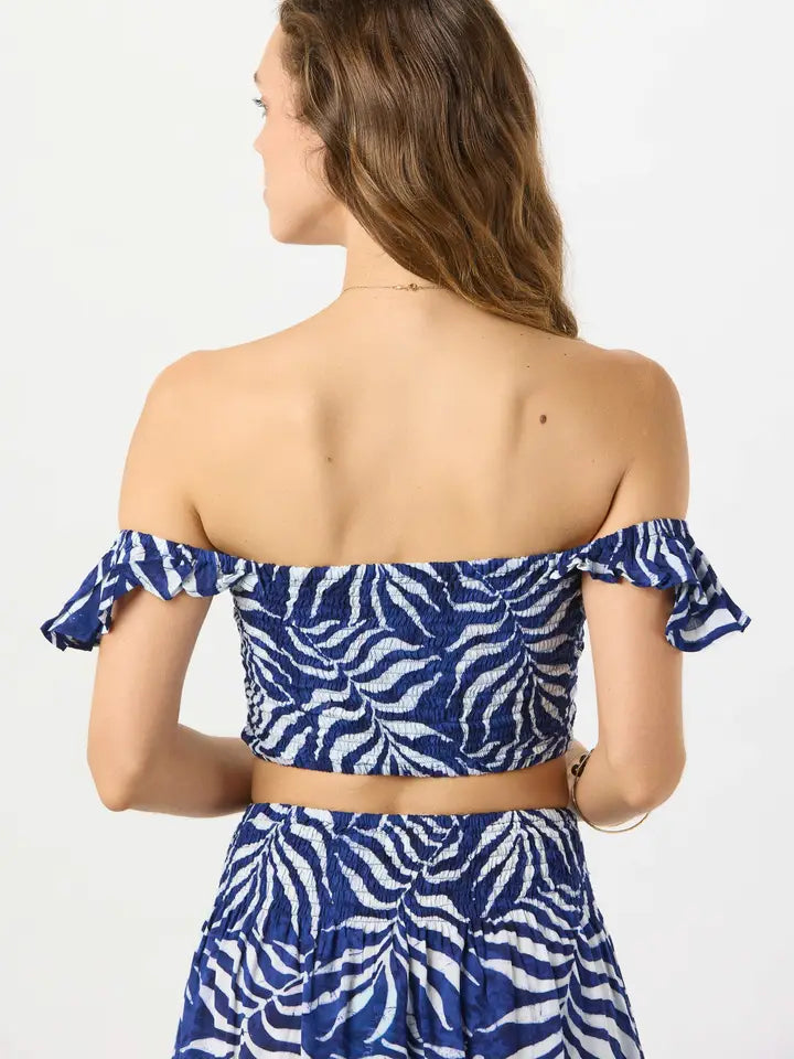 Hollie Crop Top Batik Swaying Palms Navy-Crop Tops-Tiare Hawaii-One Size-Batik Swaying Palms Navy-Urbanheer