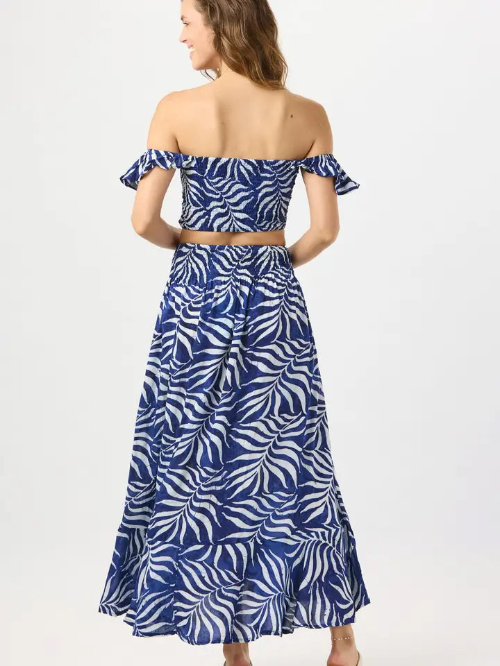 Hollie Crop Top Batik Swaying Palms Navy-Crop Tops-Tiare Hawaii-One Size-Batik Swaying Palms Navy-Urbanheer