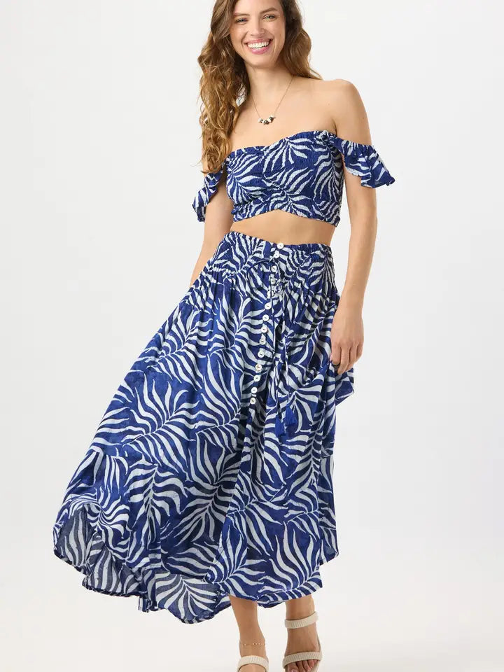 Hollie Crop Top Batik Swaying Palms Navy-Crop Tops-Tiare Hawaii-One Size-Batik Swaying Palms Navy-Urbanheer