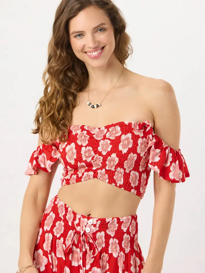 Hollie Crop Top Lanai Floral Red-Crop Tops-Tiare Hawaii-One Size-Lanai Floral Red-Urbanheer