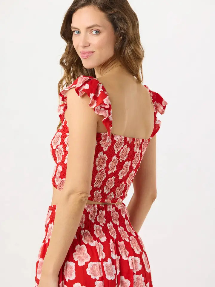 Hollie Crop Top Lanai Floral Red-Crop Tops-Tiare Hawaii-One Size-Lanai Floral Red-Urbanheer