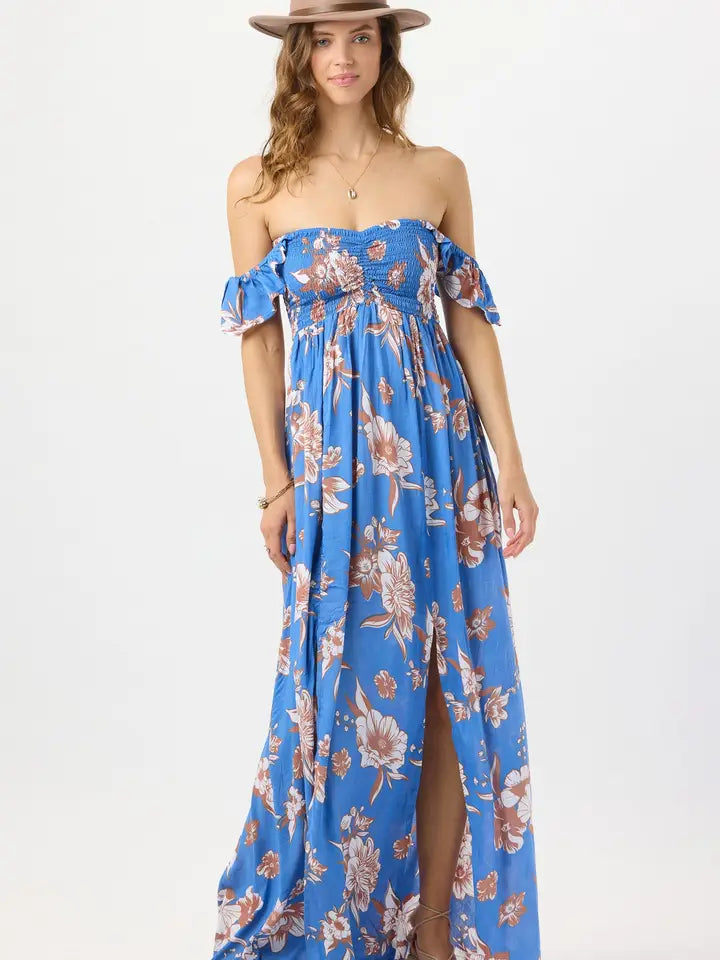 Hollie Maxi Dress Blooming Orchid Blue-Dress-Tiare Hawaii-One Size-Blooming Orchid Blue-Urbanheer