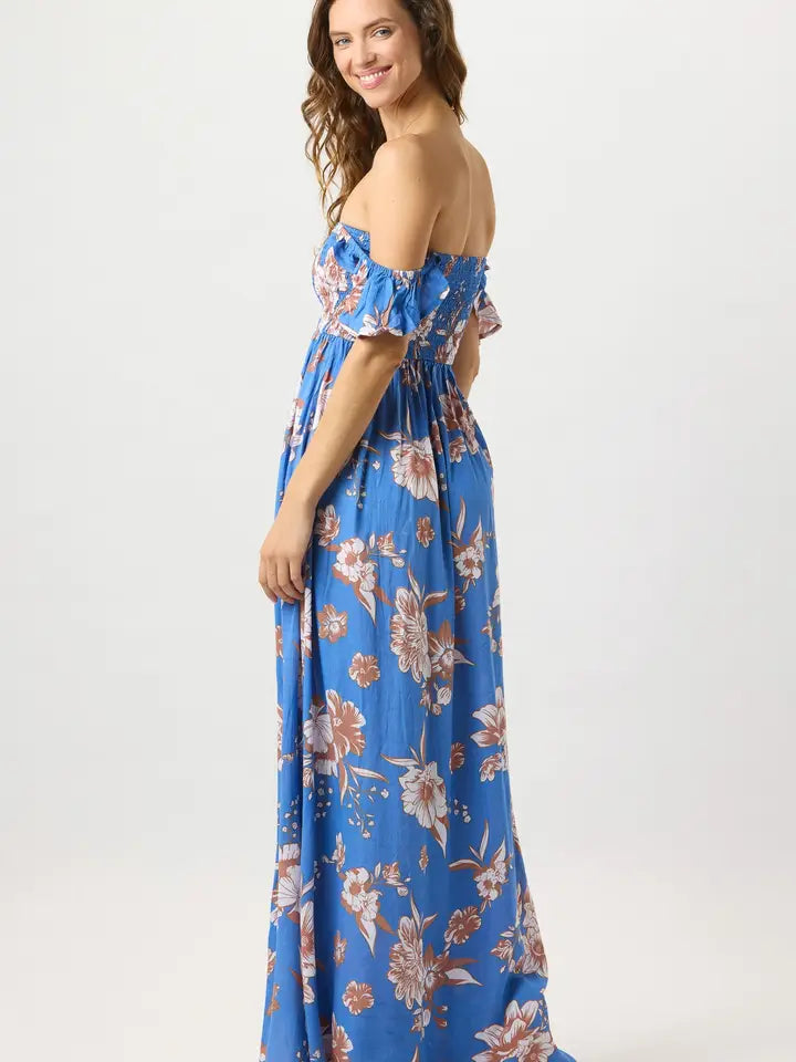 Hollie Maxi Dress Blooming Orchid Blue-Dress-Tiare Hawaii-One Size-Blooming Orchid Blue-Urbanheer