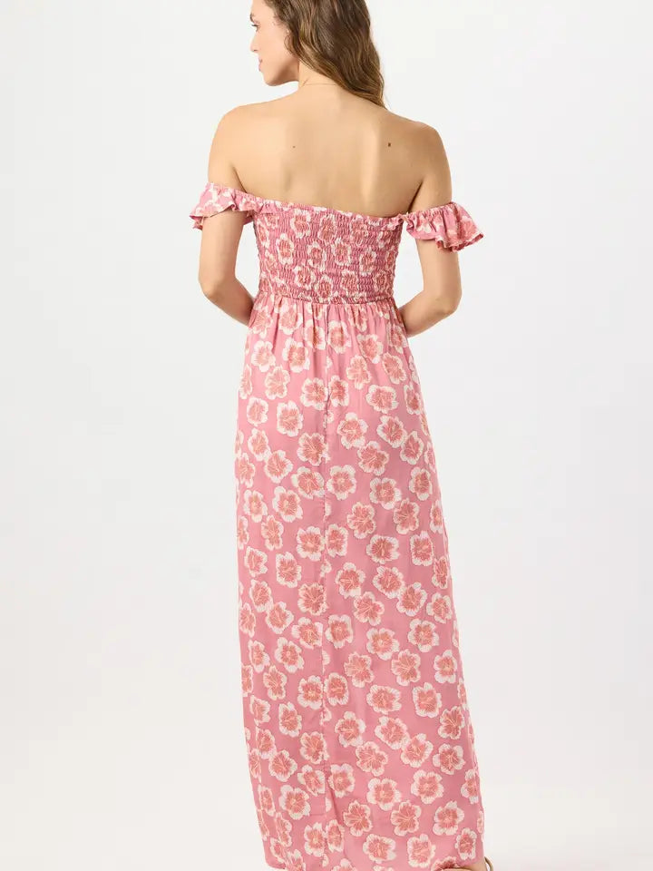 Hollie Maxi Dress Lanai Floral Mauve-Dress-Tiare Hawaii-One Size-Lanai Floral Mauve-Urbanheer