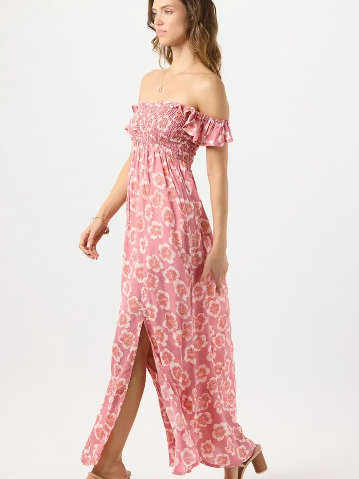 Hollie Maxi Dress Lanai Floral Mauve-Dress-Tiare Hawaii-One Size-Lanai Floral Mauve-Urbanheer
