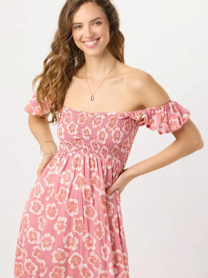 Hollie Maxi Dress Lanai Floral Mauve-Dress-Tiare Hawaii-One Size-Lanai Floral Mauve-Urbanheer